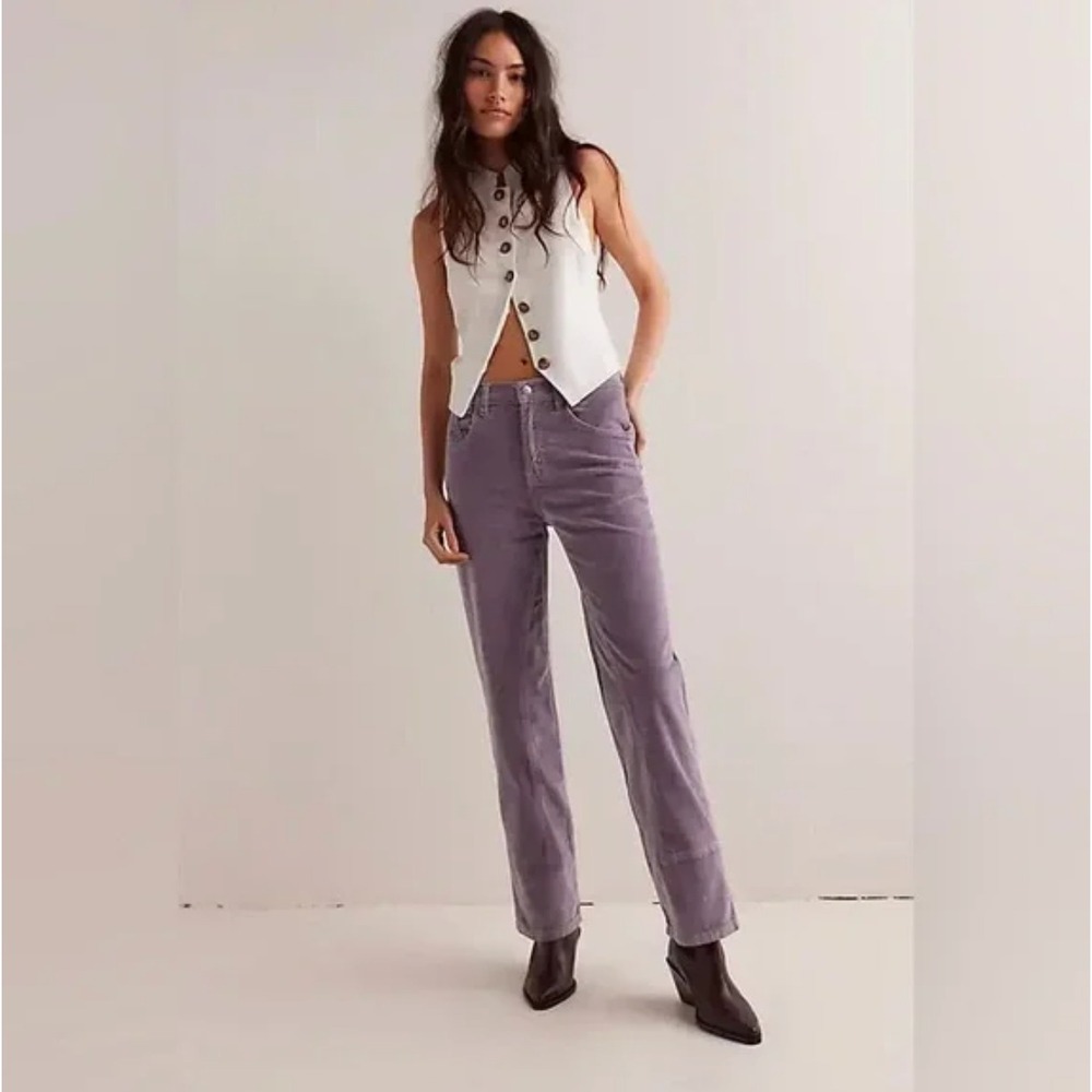 We The Free Risk Taker Corduroy Pants in Gull Grey Purple‎ Size 28